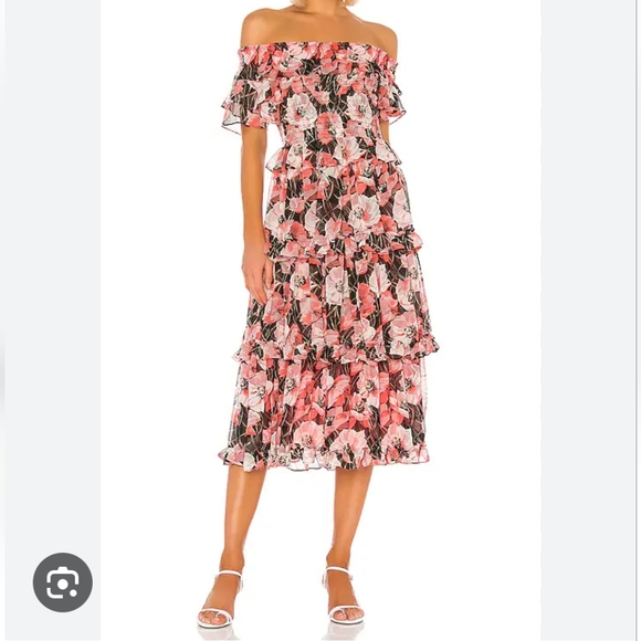 Misa los Angeles Tallulah dress in Coral Floral. Size S